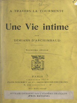 cover image of Une vie intime